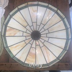 Vintage Craftsman Arts & Crafts Stained Glass Lamp Shade Only 5T 16.25 Diam Rd