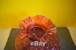 Vintage Cranberry Glass Lamp Shade Ruffled top Dot Optic 10 fitter GWTW