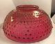 Vintage Cranberry Hobnail Stained Glass Hanging Oil Lamp Shade 14