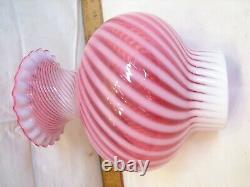 Vintage Cranberry Opalescent Swirl Glass Fluid Lamp Chimney Shade Globe