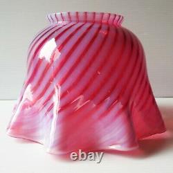 Vintage Cranberry Opalescent Swirl Glass Lamp Shade Ruffled Edge 4Fitter