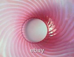Vintage Cranberry Opalescent Swirl Glass Lamp Shade Ruffled Edge 4Fitter