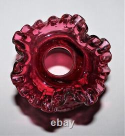 Vintage Cranberry Red Glass Lamp Shade Ruffle Top 3 Fitter Victorian Floral
