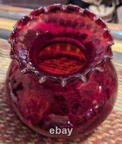 Vintage Cranberry Ruby Red Coin Dot Glass Hurricane Parlor Lamp Shade Beautiful