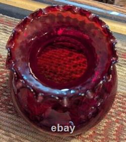 Vintage Cranberry Ruby Red Coin Dot Glass Hurricane Parlor Lamp Shade Beautiful