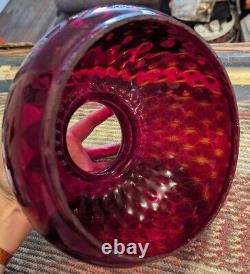 Vintage Cranberry Ruby Red Coin Dot Glass Hurricane Parlor Lamp Shade Beautiful