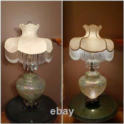 Vintage Cream GWTW Parlor Floral with Beads Designer Lamp Light Shade