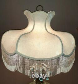 Vintage Cream GWTW Parlor Floral with Beads Designer Lamp Light Shade