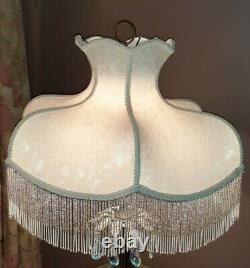 Vintage Cream GWTW Parlor Floral with Beads Designer Lamp Light Shade