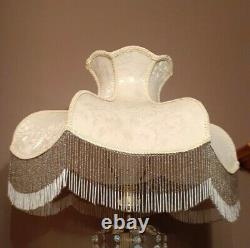 Vintage Cream GWTW Parlor Floral with Beads Designer Lamp Light Shade