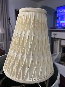 Vintage Cream Pleated Smocked Lampshades Pair 2 Unique English Style