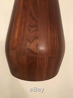 Vintage Curved Bent Wood Lighting Light Lamp Pendant Mid Century Walnut Shade