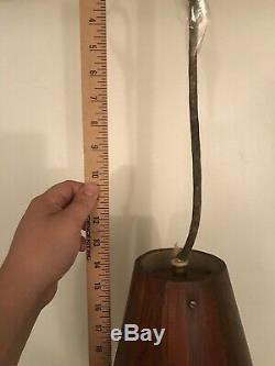 Vintage Curved Bent Wood Lighting Light Lamp Pendant Mid Century Walnut Shade