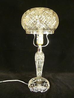 Vintage Cut Crystal Table Lamp With Cut Crystal Dome Shade