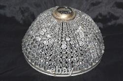 Vintage Czech Crystal Beaded Basket Lamp Shade or Ceiling Fixture