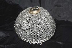 Vintage Czech Crystal Beaded Basket Lamp Shade or Ceiling Fixture