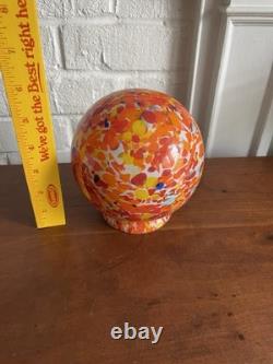 Vintage Czechoslovakian Spherical End Of Day Art Glass Lamp Shade