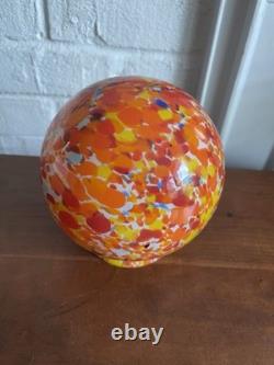Vintage Czechoslovakian Spherical End Of Day Art Glass Lamp Shade