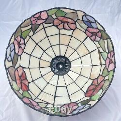 Vintage DALE TIFFANY Stained Glass Lamp Shade Floral Design Flowers Shade Only