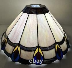 Vintage Dale Tiffany Lamp Shade Peacock Art Deco Style Stained Glass 14 Signed