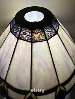 Vintage Dale Tiffany Lamp Shade Peacock Art Deco Style Stained Glass 14 Signed