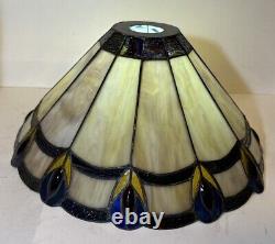 Vintage Dale Tiffany Lamp Shade Peacock Art Deco Style Stained Glass 14 Signed