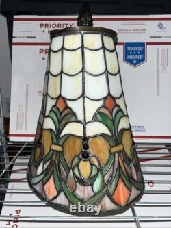 Vintage Dale Tiffany Signed Stained Leaded Slag Glass Jeweled Table Lamp Shade