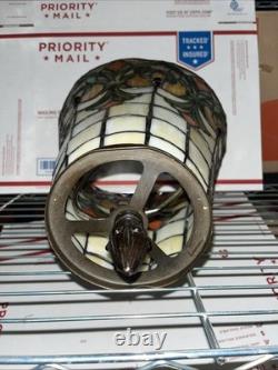 Vintage Dale Tiffany Signed Stained Leaded Slag Glass Jeweled Table Lamp Shade