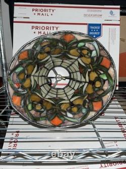 Vintage Dale Tiffany Signed Stained Leaded Slag Glass Jeweled Table Lamp Shade