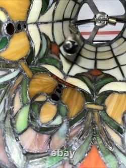 Vintage Dale Tiffany Signed Stained Leaded Slag Glass Jeweled Table Lamp Shade