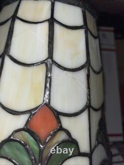 Vintage Dale Tiffany Signed Stained Leaded Slag Glass Jeweled Table Lamp Shade