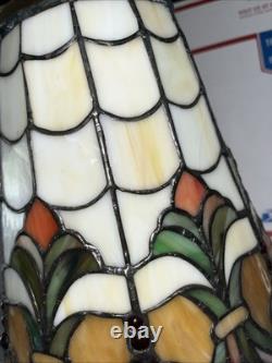 Vintage Dale Tiffany Signed Stained Leaded Slag Glass Jeweled Table Lamp Shade