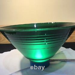 Vintage Dark Emerald Green Satin Cut Spiral Glass Cone Shade 3 Fitter