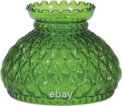 Vintage Dark Green Diamond Quilted Table Lamp Shade, 7 Fitter, Antique Style