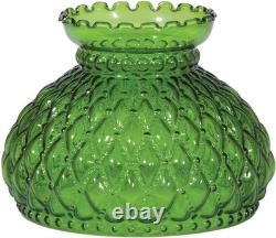 Vintage Dark Green Diamond Quilted Table Lamp Shade, 7 Fitter, Antique Style