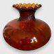 Vintage Deep Amber Swirl Glass Lamp Shade Large Stunning Antique