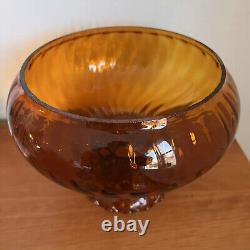 Vintage Deep Amber Swirl Glass Lamp Shade Large Stunning Antique