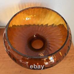 Vintage Deep Amber Swirl Glass Lamp Shade Large Stunning Antique