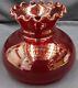 Vintage Deep Ruby Red Fluted Ruffled Top Glass Lamp Shade Globe Base