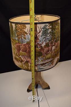 Vintage Deer Foot Leg Lamp & Shade Hunting Cabin Lodge Man Cave Hoof Feet WORKS