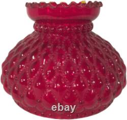 Vintage Diamond Quilted Pattern Ruby Glass Student Lamp Shade 7 Fitter