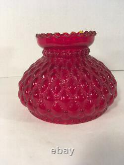 Vintage Diamond Quilted Pattern Ruby Glass Student Lamp Shade 7 Fitter