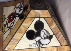 Vintage Disney Mickey Mouse Mission Style Stained Glass Lamp Shade