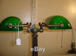 Vintage Double Bankers Lamp with cased green shades. 9249