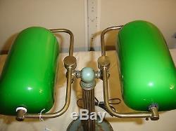 Vintage Double Bankers Lamp with cased green shades. 9249