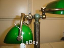 Vintage Double Bankers Lamp with cased green shades. 9249