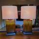 Vintage Drip Glaze Rectangular Ceramic Lamps Burlap Shades