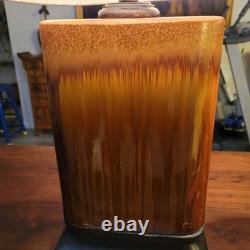 Vintage Drip Glaze Rectangular Ceramic Lamps Burlap Shades