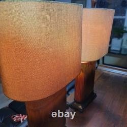 Vintage Drip Glaze Rectangular Ceramic Lamps Burlap Shades