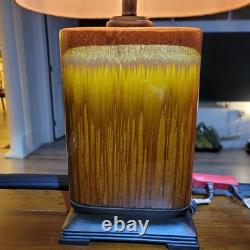 Vintage Drip Glaze Rectangular Ceramic Lamps Burlap Shades